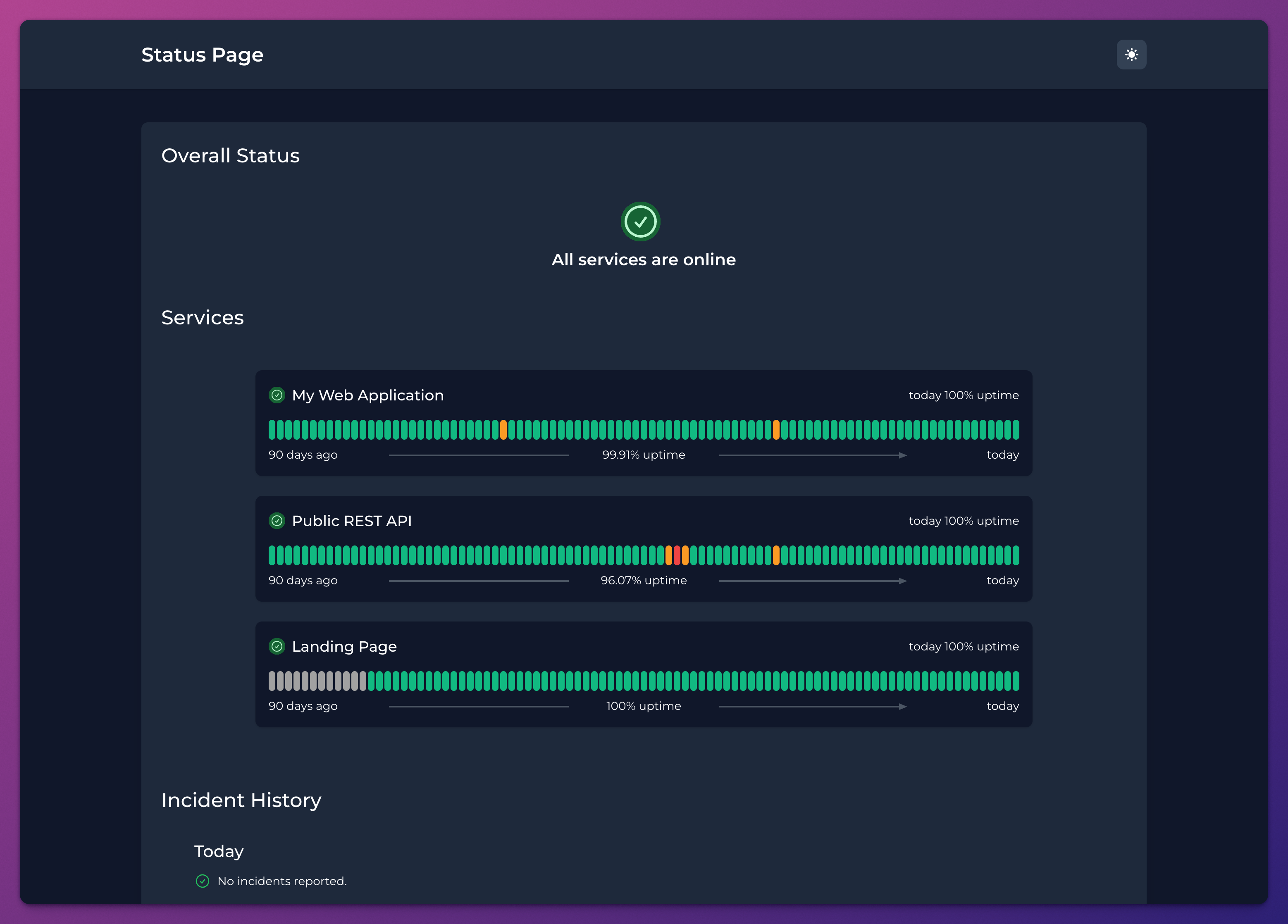 Status Page Preview